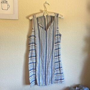 Pretty Pastel Striped Relaxed V-Neck mini dress